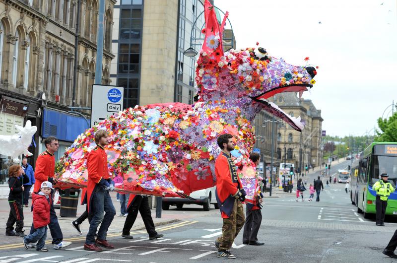 This gigantic corgi was created to celebrate the Queen's Jubilee in 2012!